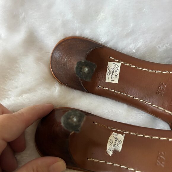 Lambertson Truex Sandals Womens 36.5 Made in Italy VTG Low Heel Brown Cream - Picture 12 of 12